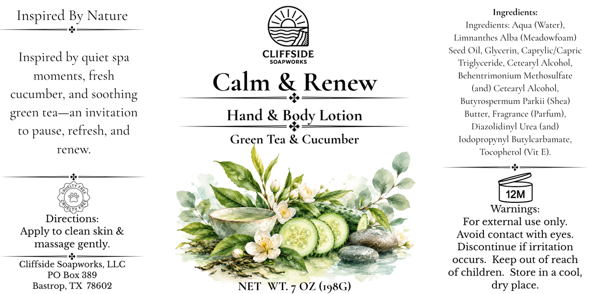 Calm & Renew-Large Glass Bottle Lotion