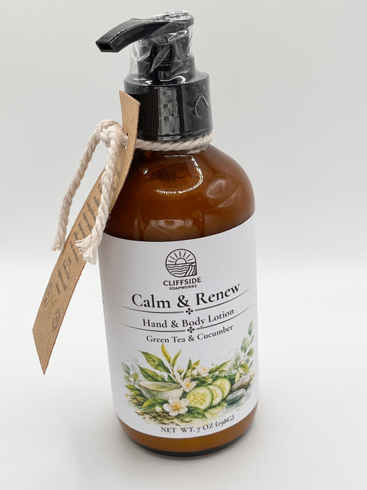 Calm & Renew-Large Glass Bottle Lotion