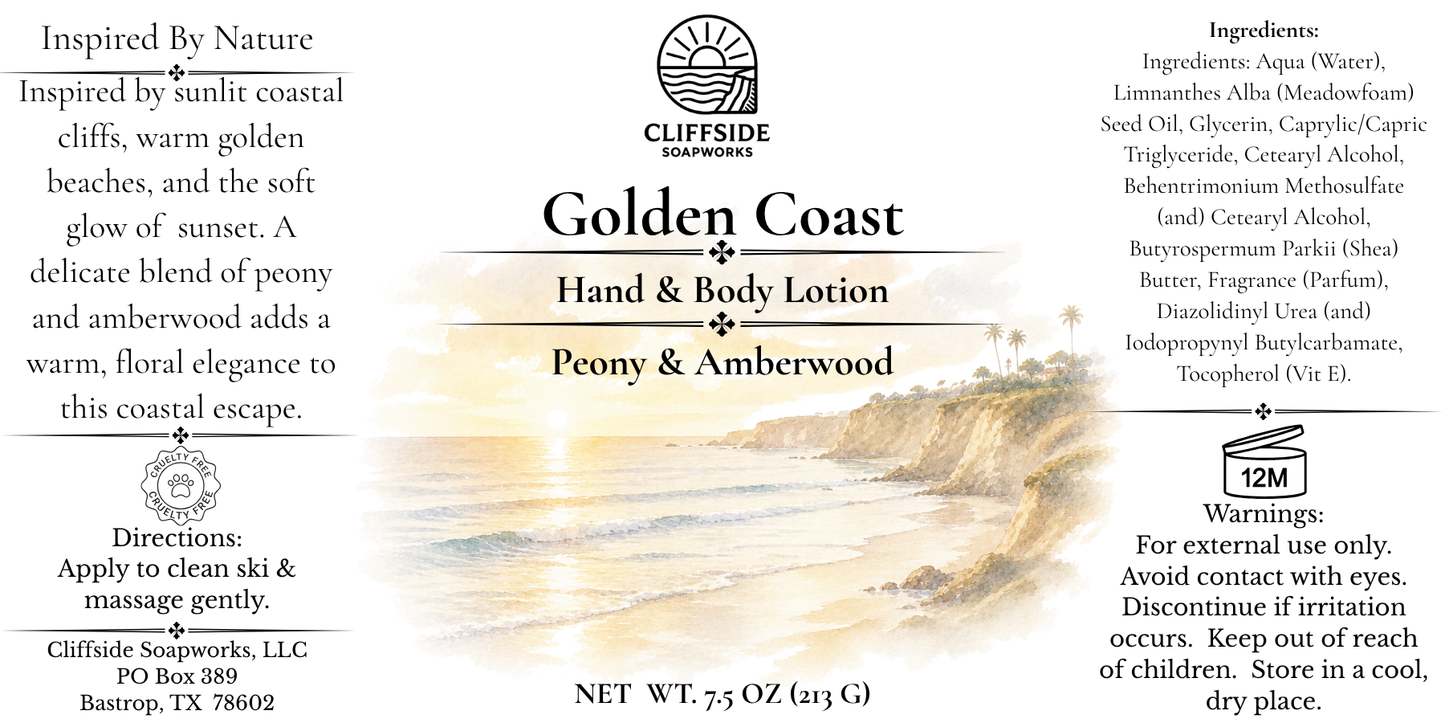 Golden Coast - Large Glass Bottle Lotion