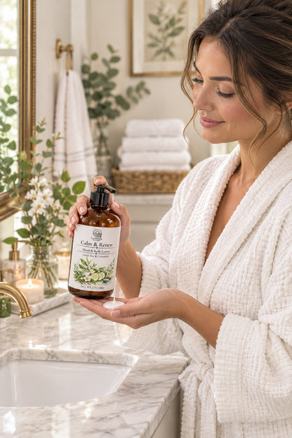 Calm & Renew-Large Glass Bottle Lotion